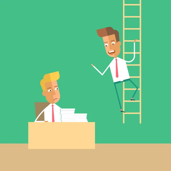 Kariyer geliştirme. adam merdivenlerden yukarı tırmanıyor. — Stok Vektör