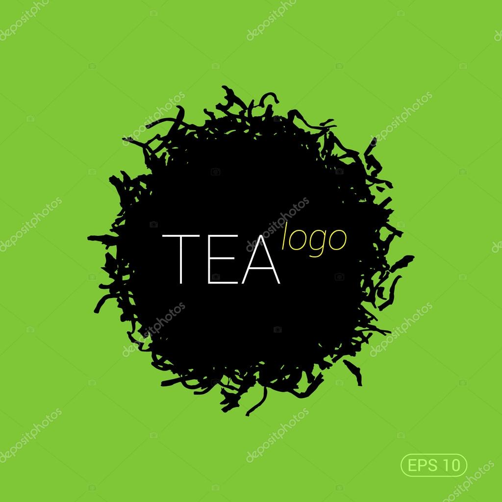 Modern trendy logo for tea shop, teahouse or tea company. Silhouette of tea leaves. Stock vector.