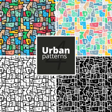 Set of urban patterns. Vector textures. clipart