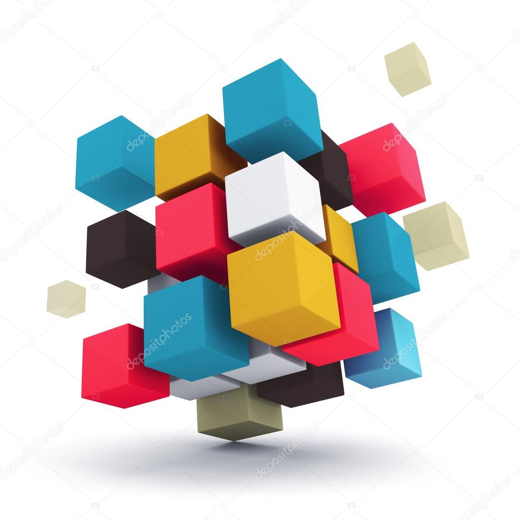 group of multicolored cubes