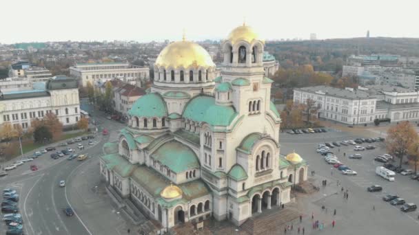 Aerial Drone View Alexander Nevsky Cathedral Sofia Bulgaria — Stock Video