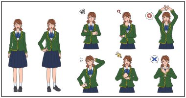 Bir kız öğrencinin çeşitli tepkileri.