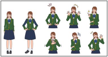 Bir kız öğrencinin çeşitli tepkileri.