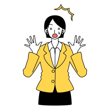 Takım elbiseli bir kadının tepkisi