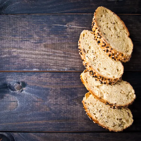 Slices of fresh homemade baguette — Stock Photo, Image