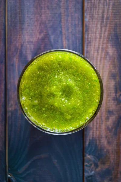 Green smoothie in glass — Stock Photo, Image