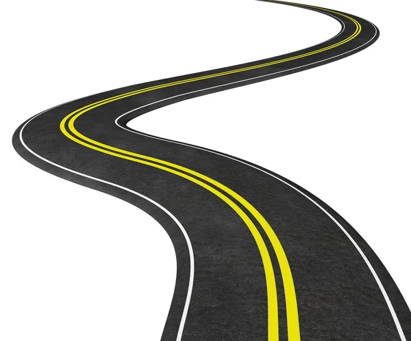 Dolambaçlı yol üzerinde beyaz - 3d illüstrasyon izole