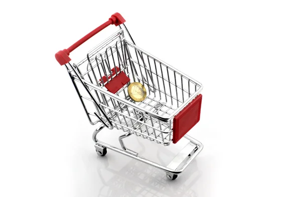 Shopping cart with coins — Stock Photo, Image