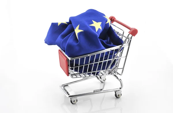European Union trade market surplus deficit shopping cart isolated — Stock Photo, Image