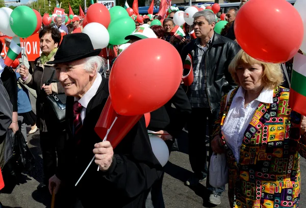 Socialist supporters participate in a rally to mark May Day, May 1, 2015 in Sofia, Bulgaria Stock Image