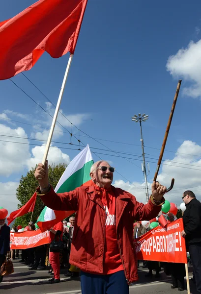 Socialist supporters participate in a rally to mark May Day, May 1, 2015 in Sofia, Bulgaria Stock Image