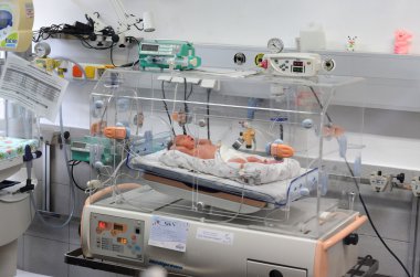 Sofia, Bulgaristan - 8 Ocak 2016: Sofya annelik hastane kimliği belirsiz yeni doğan bebeklerde