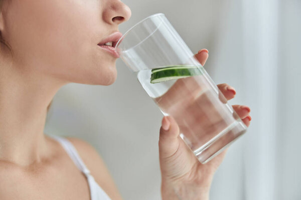 Young healthy natural skin female at home at the morning