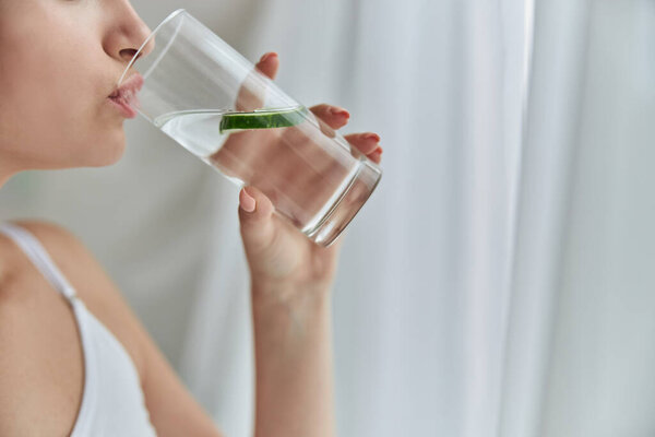 Young healthy natural skin female at home at the morning