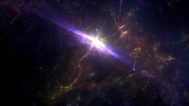 Uzayda parlayan bir kozmik pulsar muhteşem görünümü.