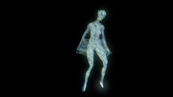 Girl of lines dances disco 01. Seamless loop with alpha matte. — Stock Video