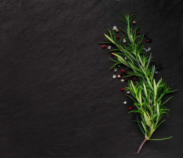 Rosemary on stone background with some spice — Stock Photo, Image