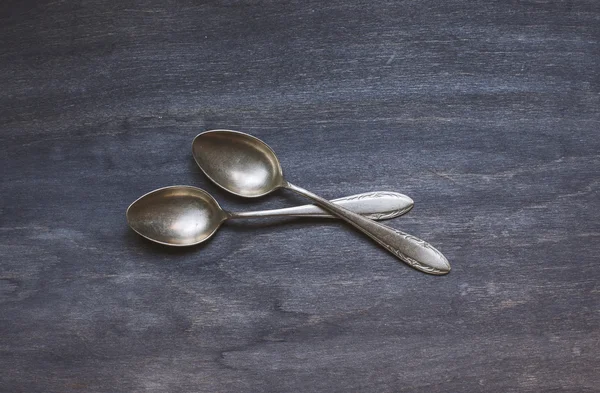 Antique cutlery on wooden background — Stock Photo, Image