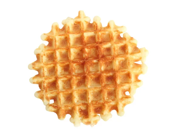 Waffle vienense redondo isolado sobre fundo branco — Fotografia de Stock