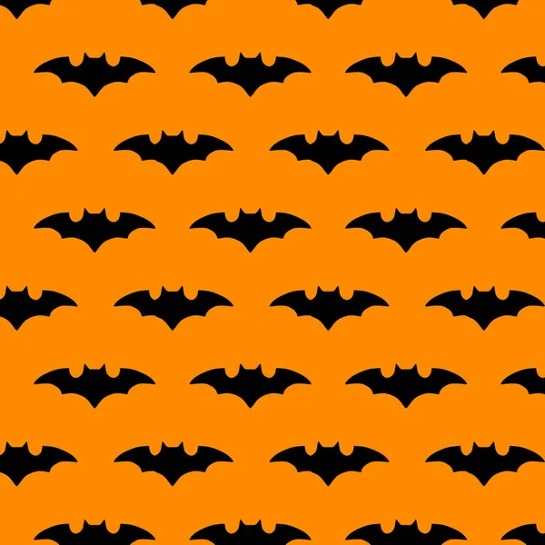 Halloween seamless pattern. Bat on orange background. Halloween concept