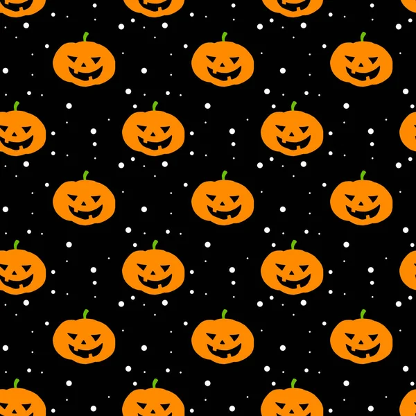 Modello senza cuciture di Halloween. Zucca su sfondo nero. Concetto Halloween — Foto Stock