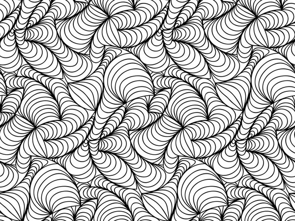 Vector seamless wave background of doodle drawn lines