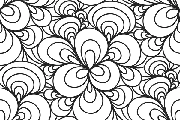 Fondo floral sin costura vectorial de líneas dibujadas — Archivo Imágenes Vectoriales