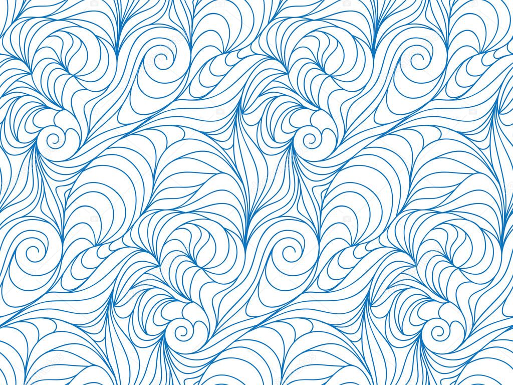 Vector seamless wave background of drawn lines