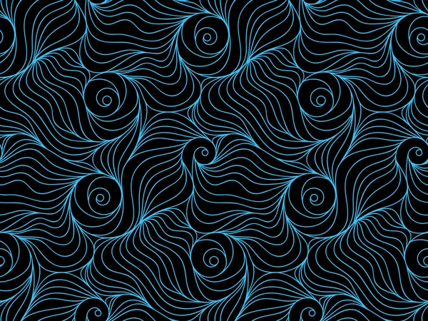Vector seamless wave background of doodle drawn lines — Stock Vector