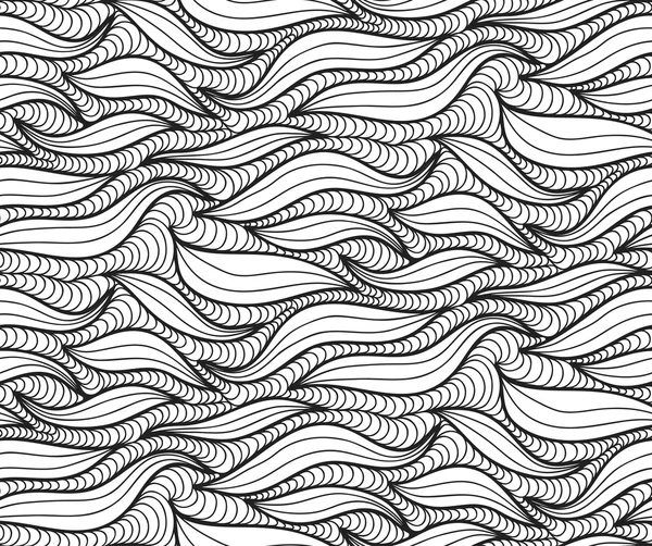 Vector fundo onda sem costura de doodle linhas desenhadas — Vetor de Stock