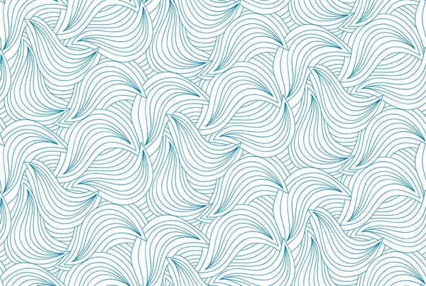 Vector wave seamless background of doodle drawn lines — Stock Vector