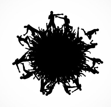 Siluet spor insanlar. Afiş.