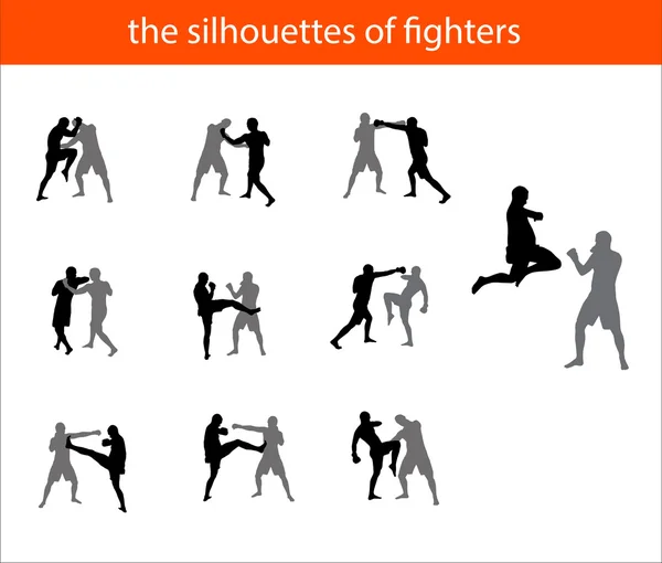 Silhouettes pour la boxe — Image vectorielle