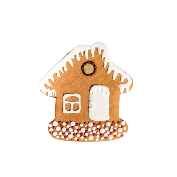 Christmas gingerbread cookie isolated on white. Winter sweets, design element. — Stock Photo, Image