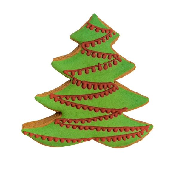 Рождественское пряничное печенье изолировано на белом. Зимние сладости, элементы дизайна. — стоковое фото
