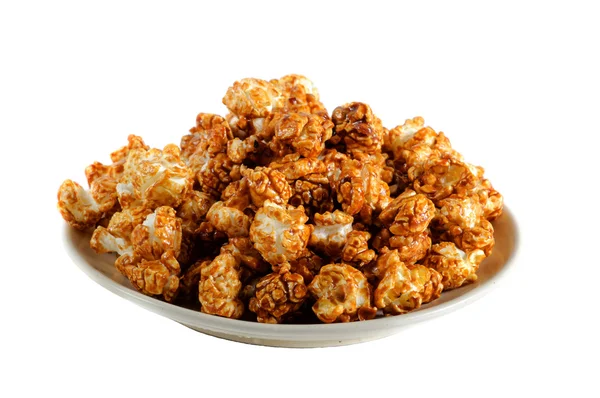 Caramel popcorn on white background — Stock Photo, Image