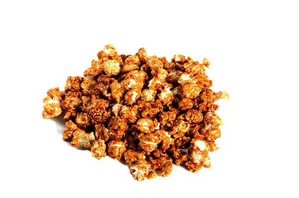 Caramel popcorn on white background — Stock Photo, Image