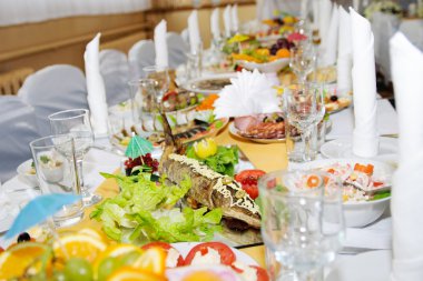 Lüks Ziyafet yemeği. Restoranda düğün