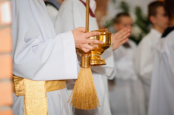 Krwi, wino i woda święcona. Msza w kościele — Zdjęcie stockowe