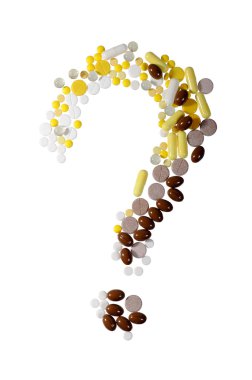 Beyaz bir arka planda bir soru işareti olarak tablet.