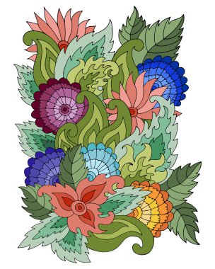 Magic  pattern with abstract flowers and leaves.