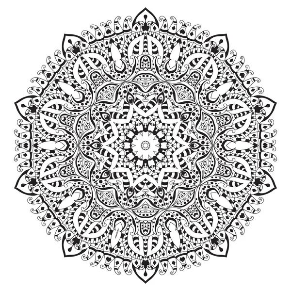 Adorno redondo étnico. Mandala dibujado a mano — Archivo Imágenes Vectoriales