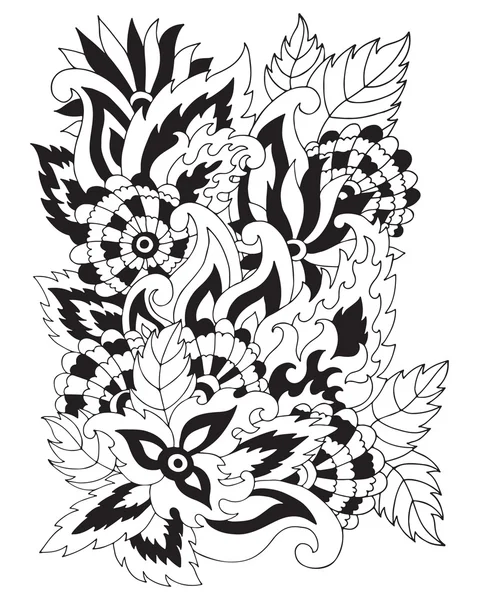 Hand getekende zentangle bloem ornamen — Stockvector