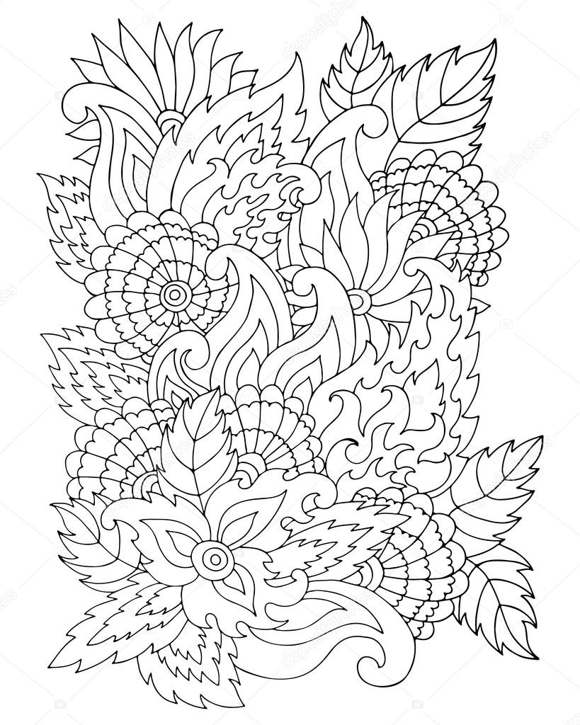 Hand drawn zentangle flower ornament