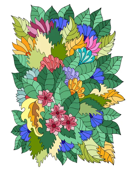 Magic  pattern with abstract flowers and leaves. — 스톡 벡터