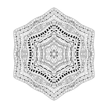 Black and white contour background. Ornamental ethnic pattern. C