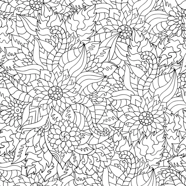 Ornement de fleurs en zentangle dessiné à la main pour adulte anti stress . — Image vectorielle