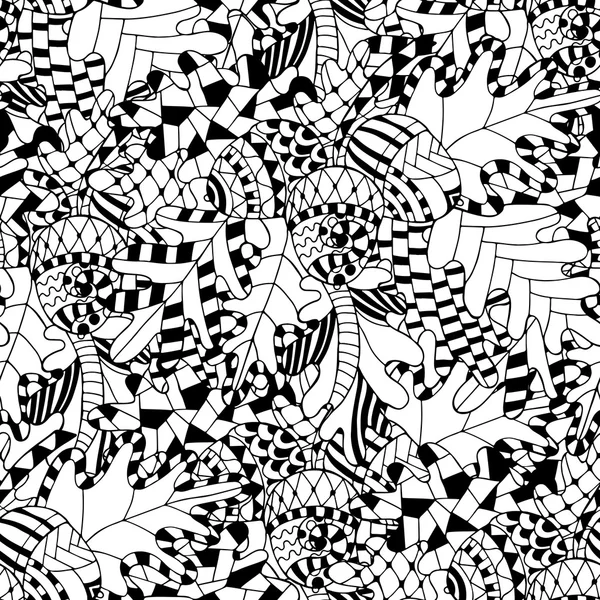 Nahtloses Muster mit Eichenholz-Brunch, Blättern und Eicheln im Doodle — Stockvektor