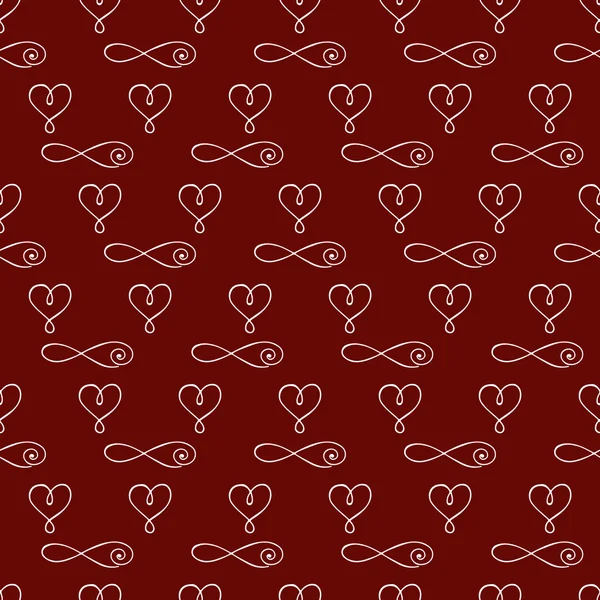 Monochrome background with hearts and signs of infinity in boho — Stock vektor