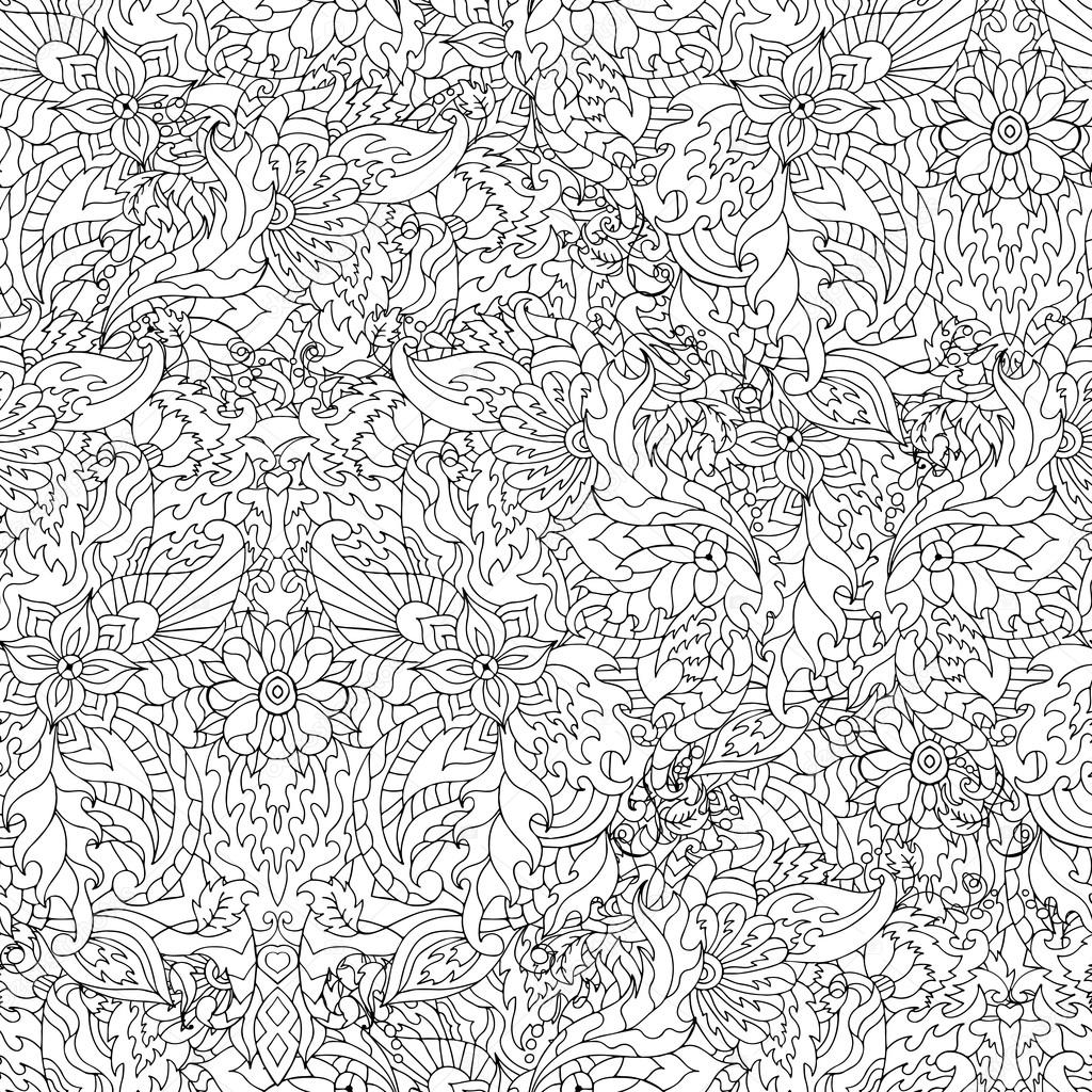 Hand drawn zentangle flower ornament for adult anti stress Coloring book page with high details isolated on white background Made by trace from sketch
